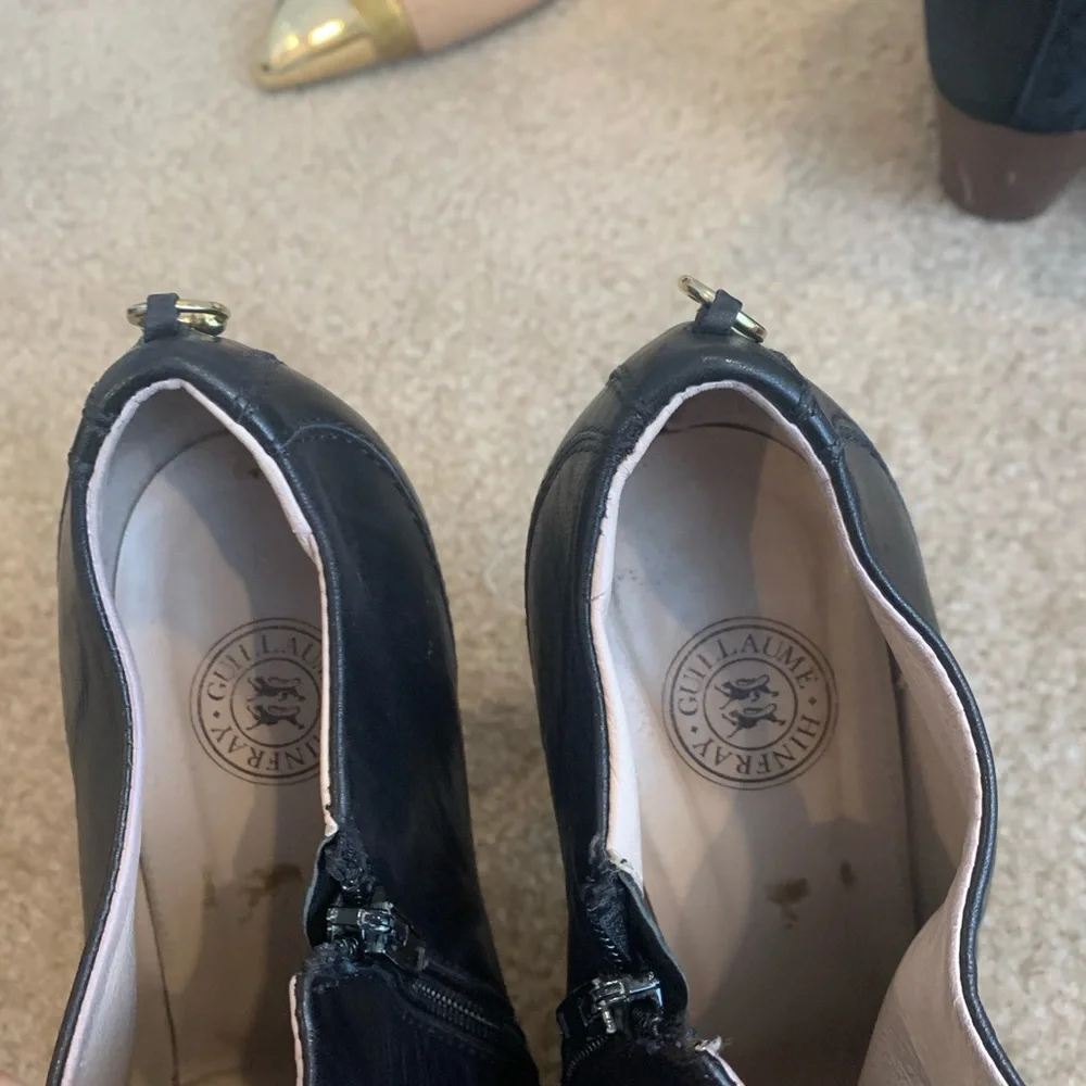 Guillaume Hinfray leather black peep toe booties - Picture 3 of 5